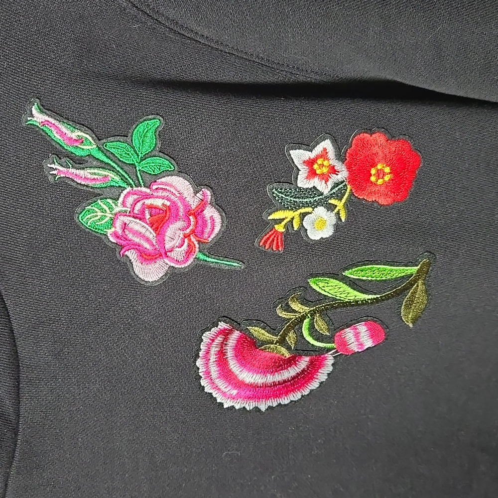 Embroidered Floral Patch Handmade Hoodie NWOT - Picture 8 of 9
